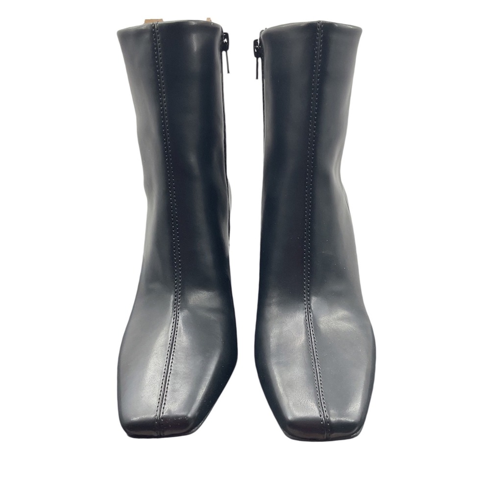 INC International Concepts Odelya Black Square Toe Block Heel Ankle Boots 7.5M